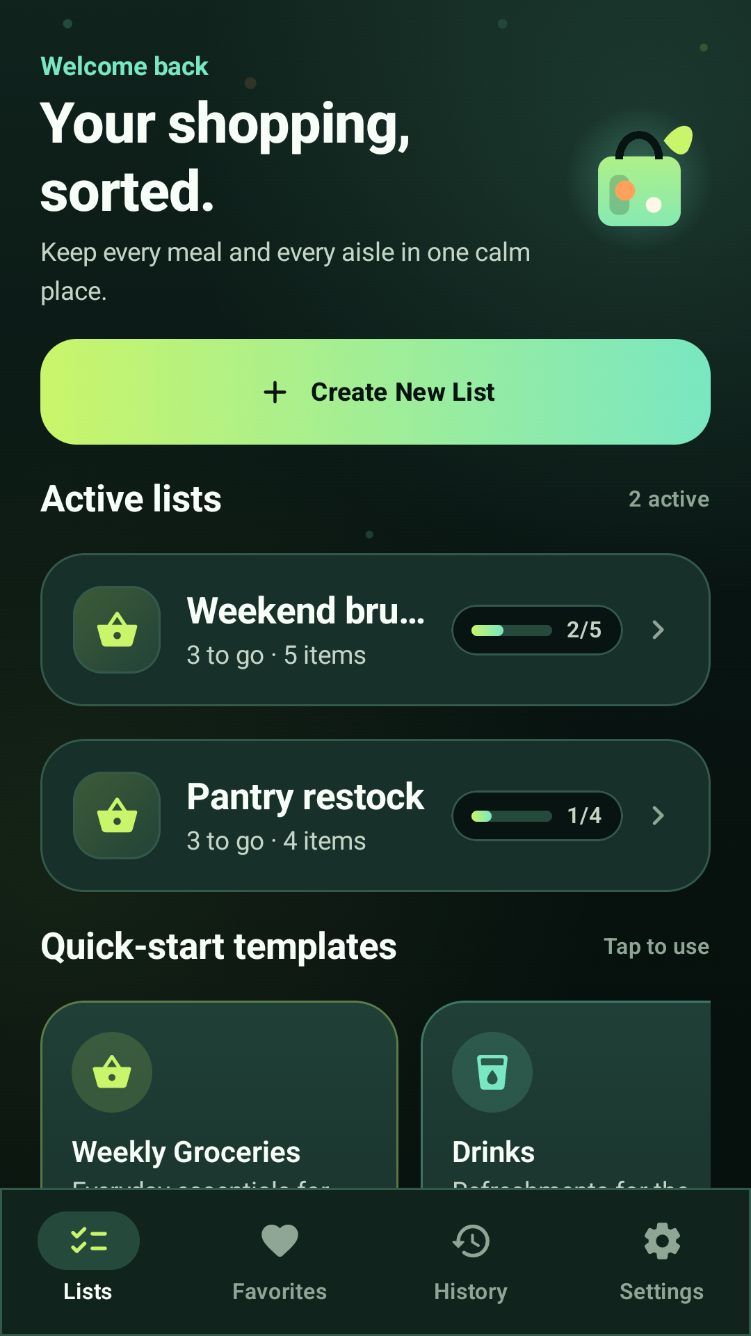 Foodie Checklist app screenshot